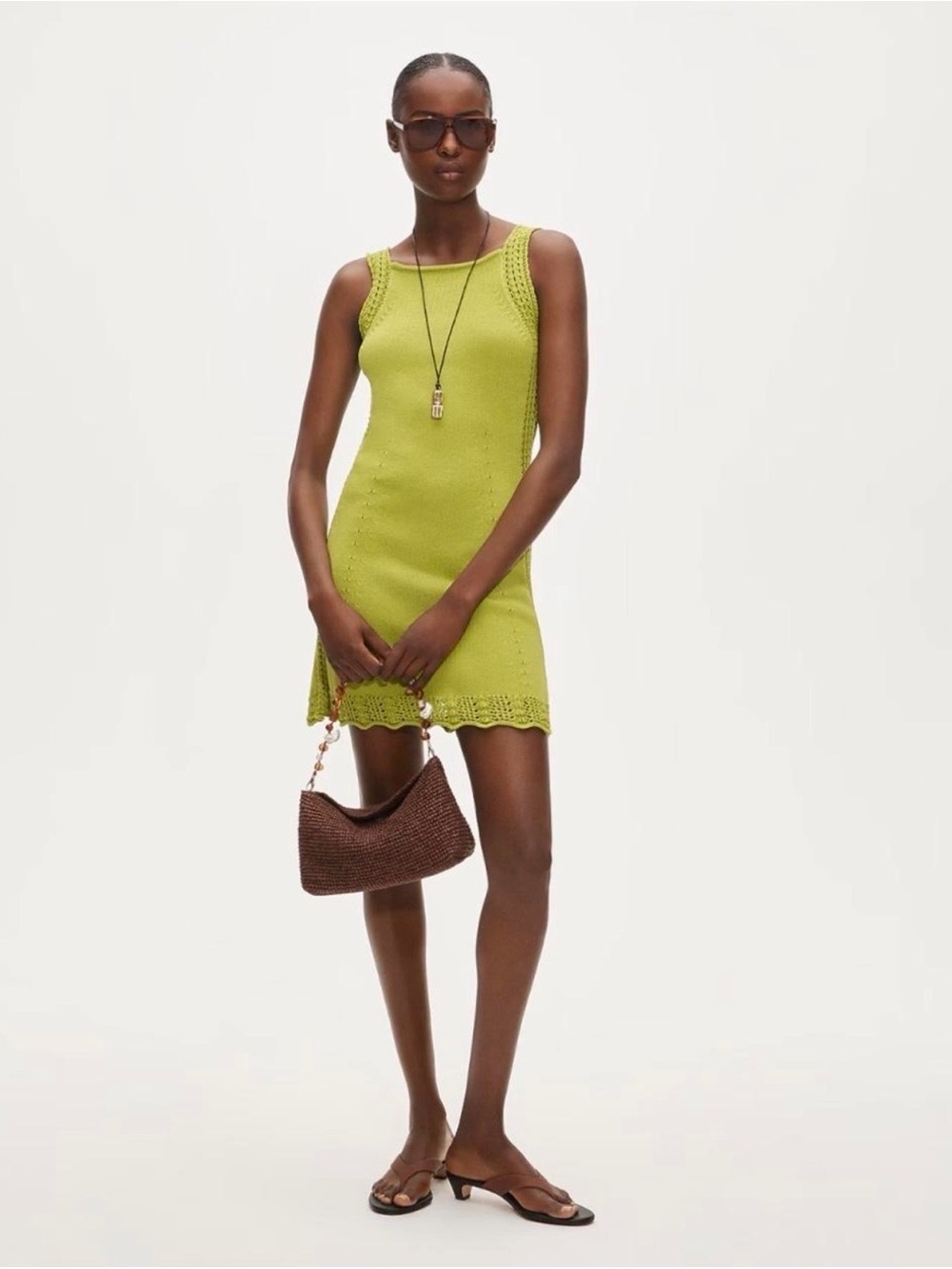 J. Crew Lime Crochet-Trim Knit Mini Dress